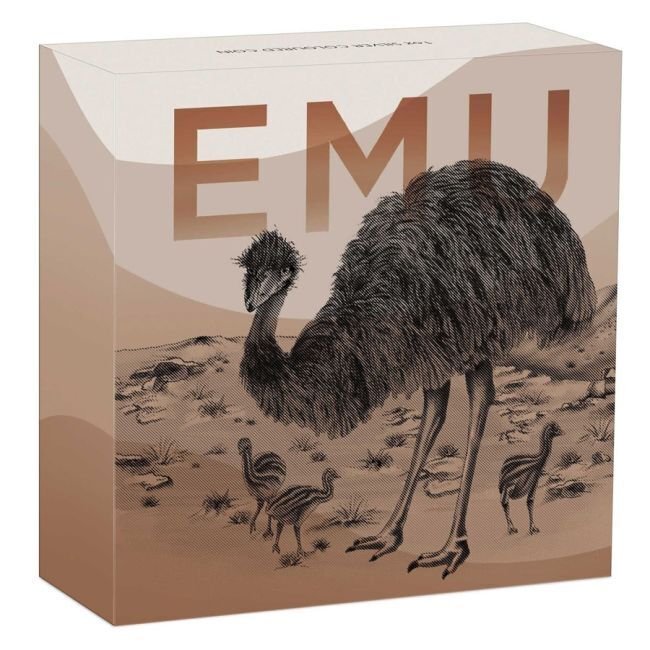 Australia. 1 Dollar 2024 1 oz Australian Emu Coloured Silver Rare Coin (w/ Box & COA) #4.3