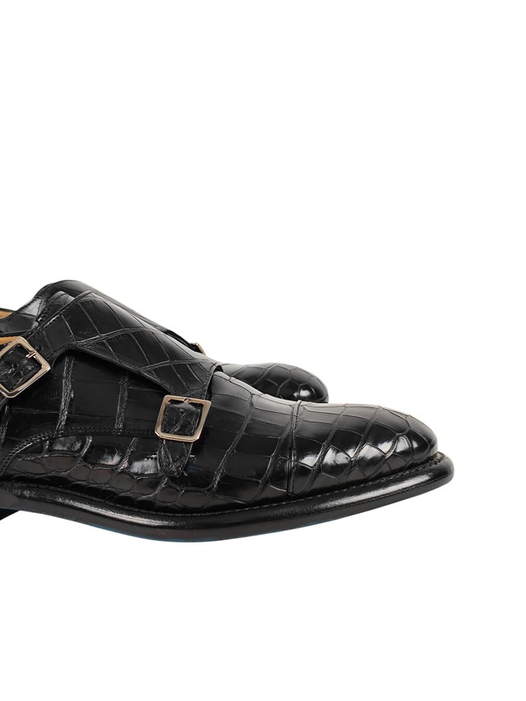 RRP 4950€ SUTOR MANTELLASSI Black Goodyear Double Monk Shoes Alligator 40 EU - 6 UK - Lace-up shoes - Size: EU 40 - New in box #3.2