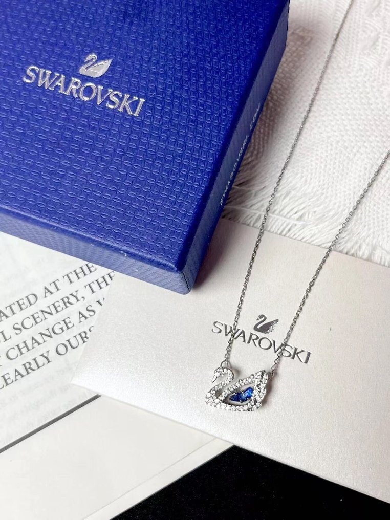 Swarovski - Swarovski - Άγαλμα, Swarovski Blue Swan Necklace - 0 cm - Κρύσταλλο, Μέταλλο #1.0