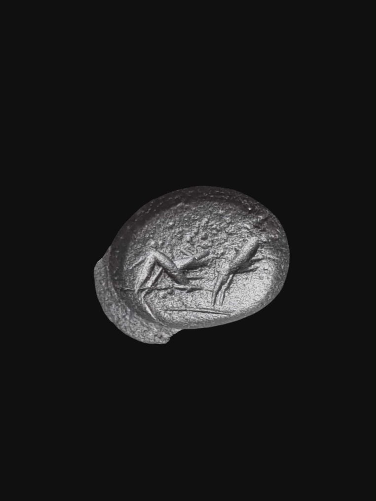 Αρχαία Ρωμαϊκή Μπρούντζος, Εντυπωσιακή λευκή σφραγίδα intaglio. Δαχτυλίδι #4.3