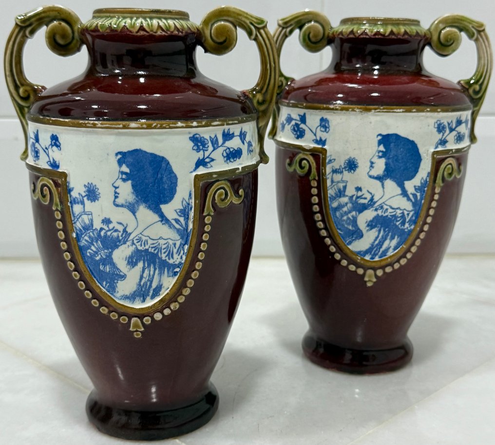 Limoges - Βάζο με διπλά χερούλια (2) - Πορσελάνη - Art Nouveau #3.2