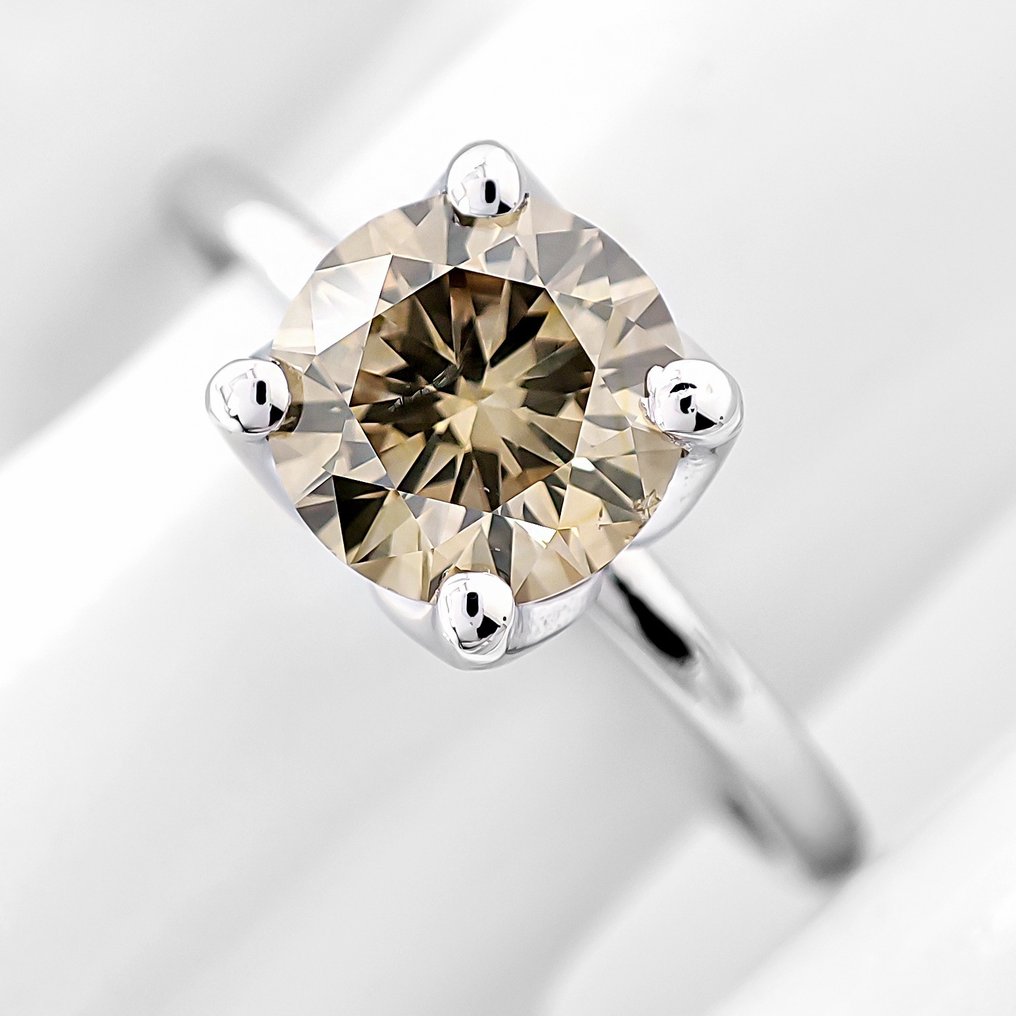 χωρίς τιμή ασφαλείας - Δαχτυλίδι - 14 καράτια Λευκός χρυσός -  1.12ct. tw. Διαμάντι (Φυσικού χρώματος) #1.0