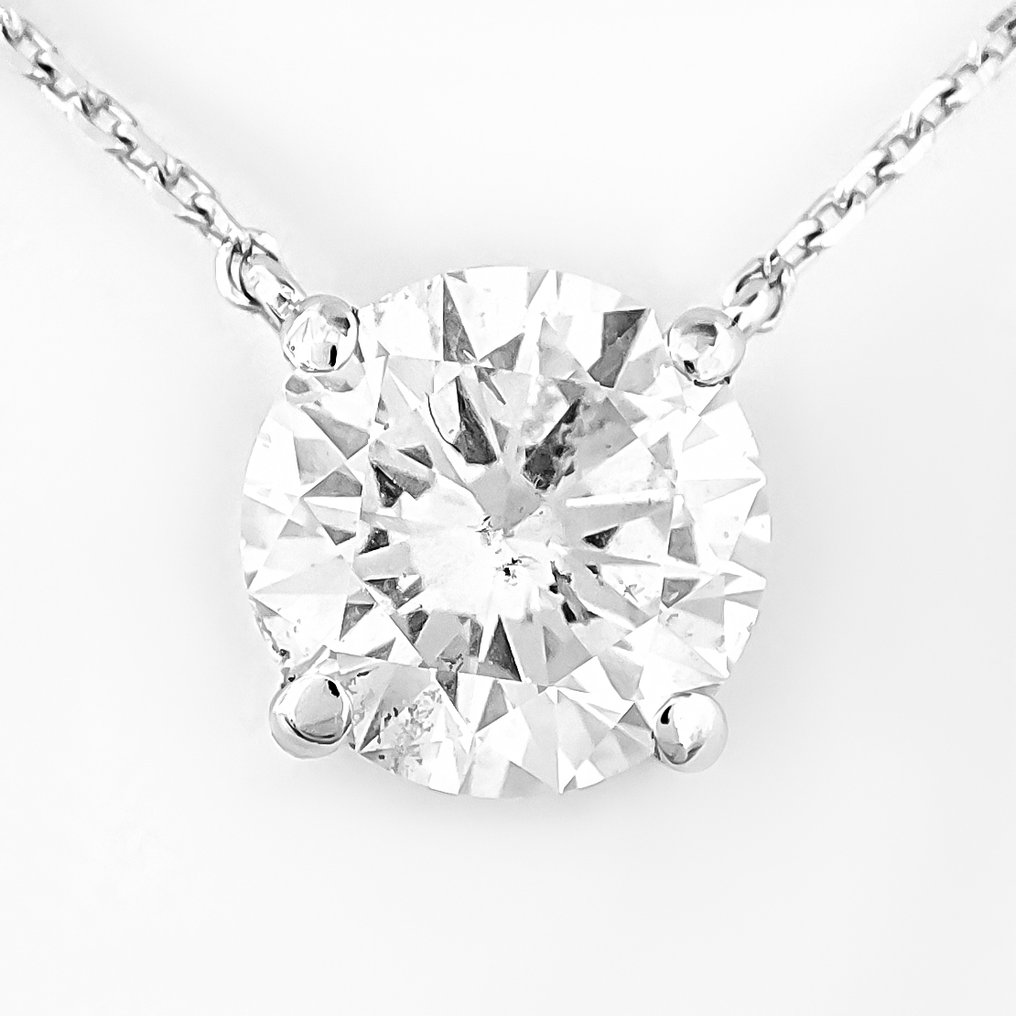 Κρεμαστό κόσμημα - 14 καράτια Λευκός χρυσός, E/SI2 - 2.20ct. tw. Διαμάντι (Φυσικό) - Πιστοποιητικό IGI #1.0