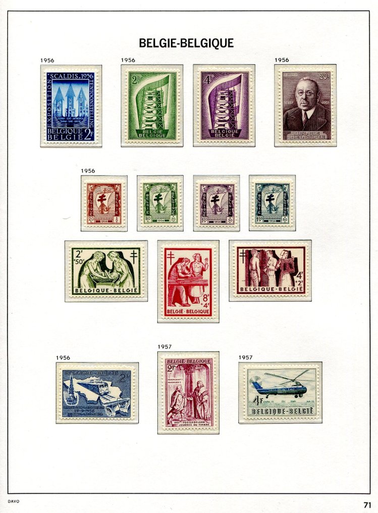 Belgium 1954/1959 - Stamps and blocks from the second half of the 1950s according to Davo records. #4.3