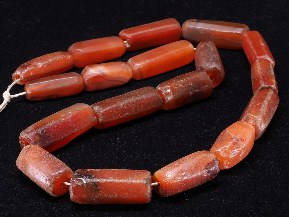 一串珠子 - 玛瑙 - 印度 - 马里 - 古老的 #1.0