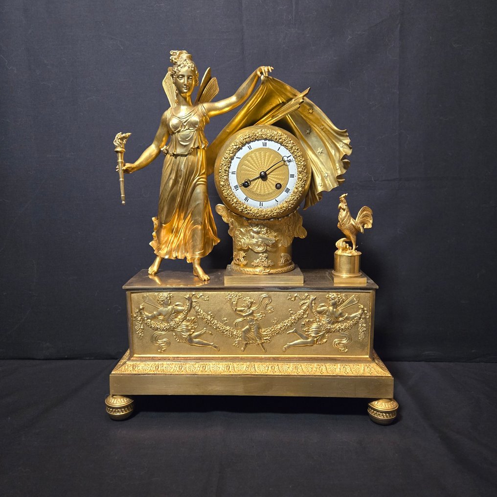 雕像壁爐架座鐘 帝國 - 铜鎏金 - 1820 - Topstaat #1.0