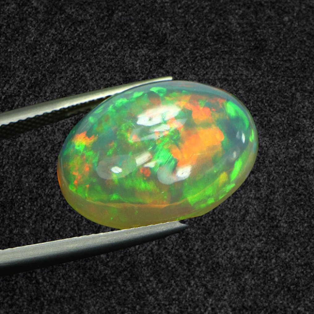 1 pcs 白色 蛋白石 - 11.92 ct - 國際有色寶石協會 (ICA GemLab) - 天体棱镜魔法 #3.2