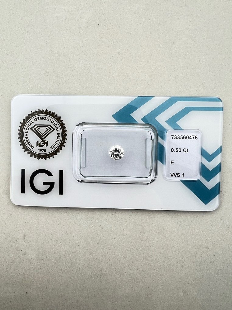 1 pcs 钻石  (天然)  - 0.50 ct - 圆形 - E - VVS1 极轻微内含一级 - 国际宝石研究院（IGI） #1.0