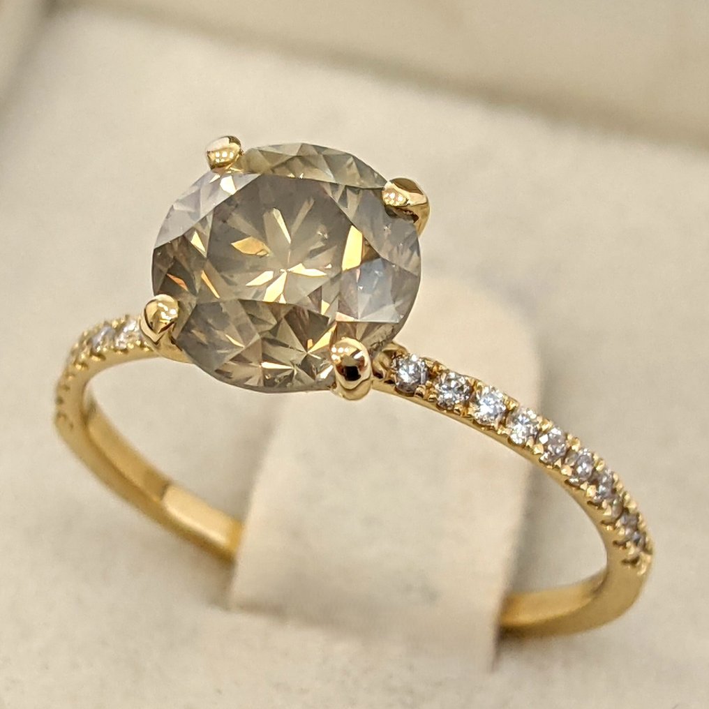 Δαχτυλίδι αρραβώνων - 18 καράτια Κίτρινο χρυσό -  2.10ct. tw. Διαμάντι (Φυσικό) - Διαμάντι #1.0