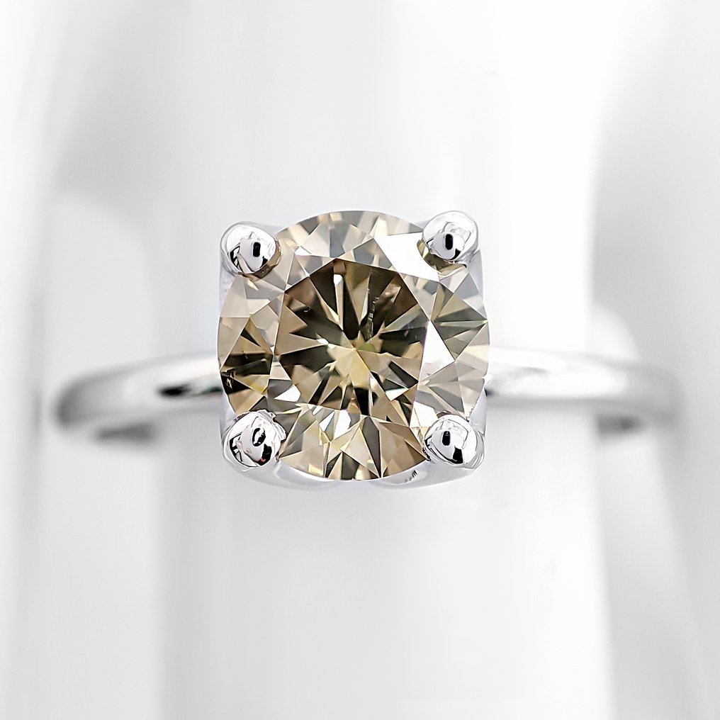 χωρίς τιμή ασφαλείας - Δαχτυλίδι - 14 καράτια Λευκός χρυσός -  1.12ct. tw. Διαμάντι (Φυσικού χρώματος) #1.0