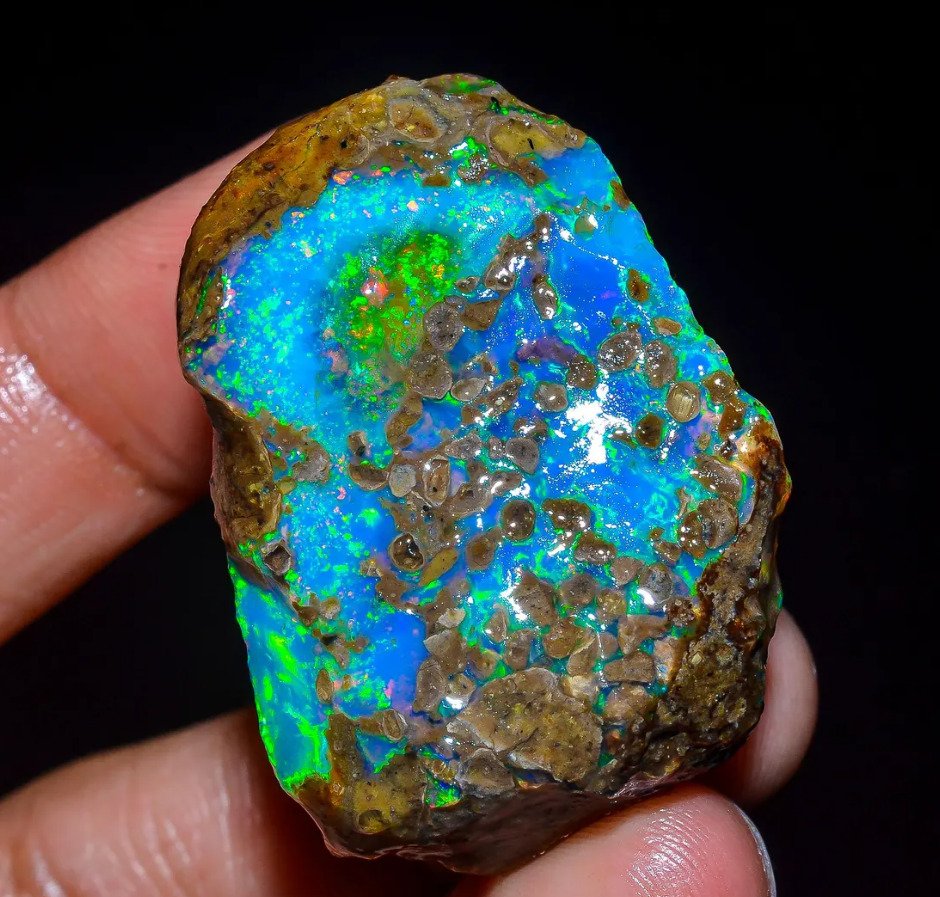 Opal 74Cts Rough Natural Ethiopian Welo Fire Opal 36x25x17mm !!No Reserve Prise!! - Height: 36 mm - Width: 25 mm- 15 g #4.3