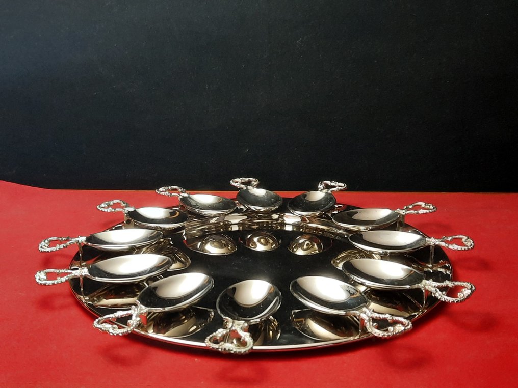 勺子 (13) - 开胃菜/小吃勺，配有镀银托盘。 - 镀银 #3.2