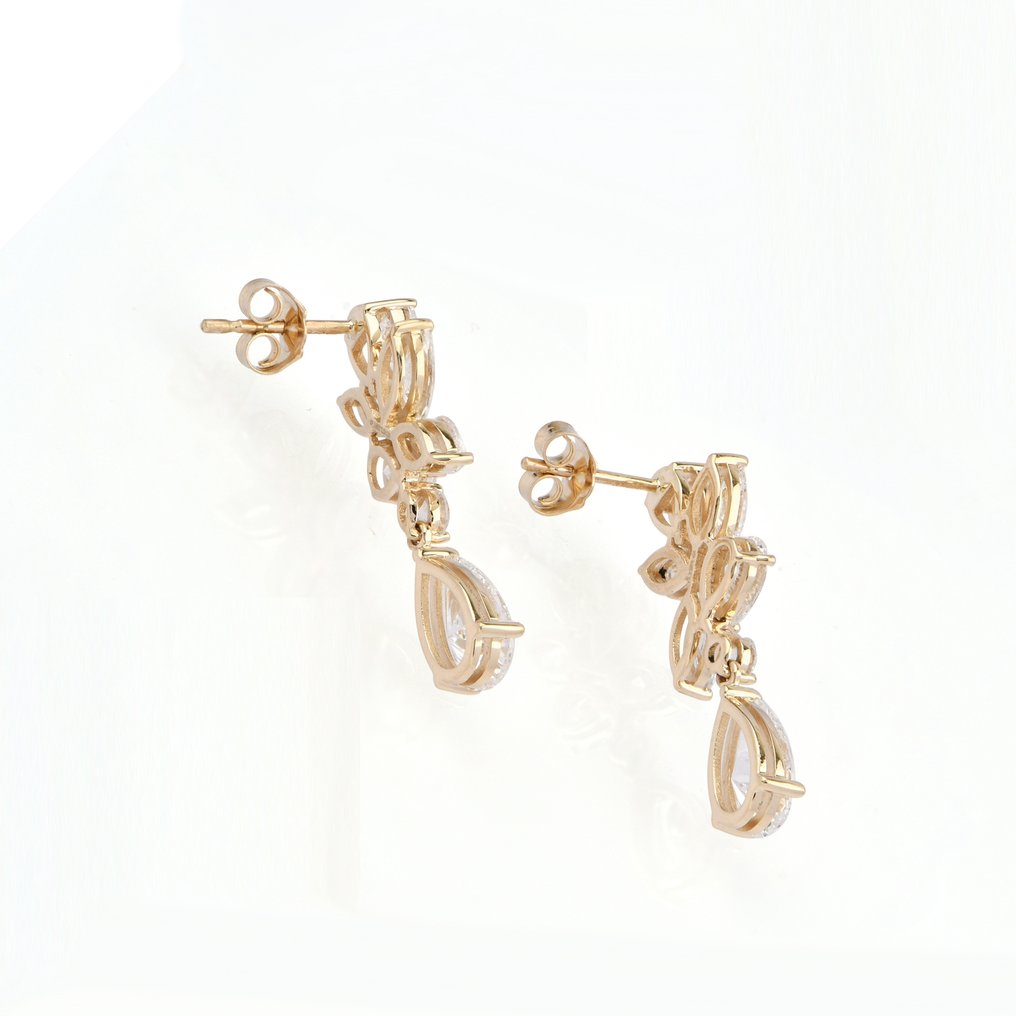 耳環 - 14 克拉 黃金 - 5.50ct. tw. 鉆石 (實驗室培育) #4.3