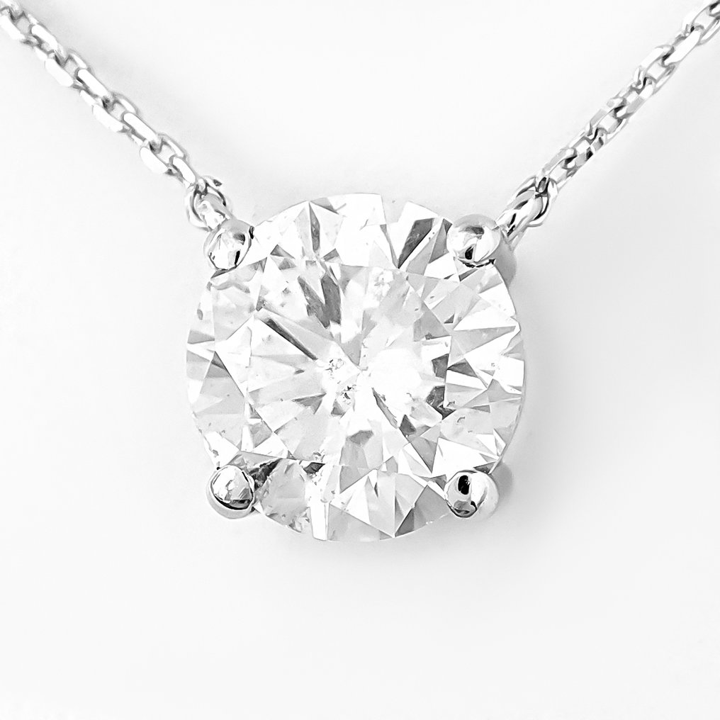 Κρεμαστό κόσμημα - 14 καράτια Λευκός χρυσός, E/SI2 - 2.20ct. tw. Διαμάντι (Φυσικό) - Πιστοποιητικό IGI #1.0