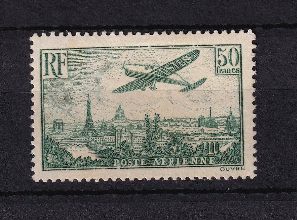 Γαλλία 1936 - Υπογεγραμμένο Calves, τιμή 1400€, σπάνια απόχρωση σκούρο πράσινο. - Yvert PA n°14b #1.0