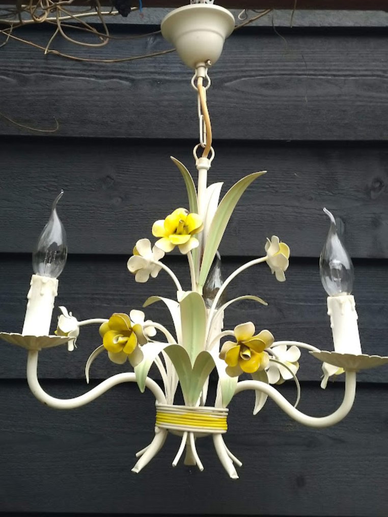 Πολυέλαιος - ανθώδης - Σφυρήλατος σίδηρος - Λουλούδια πολυελαίου Tole. #2.1