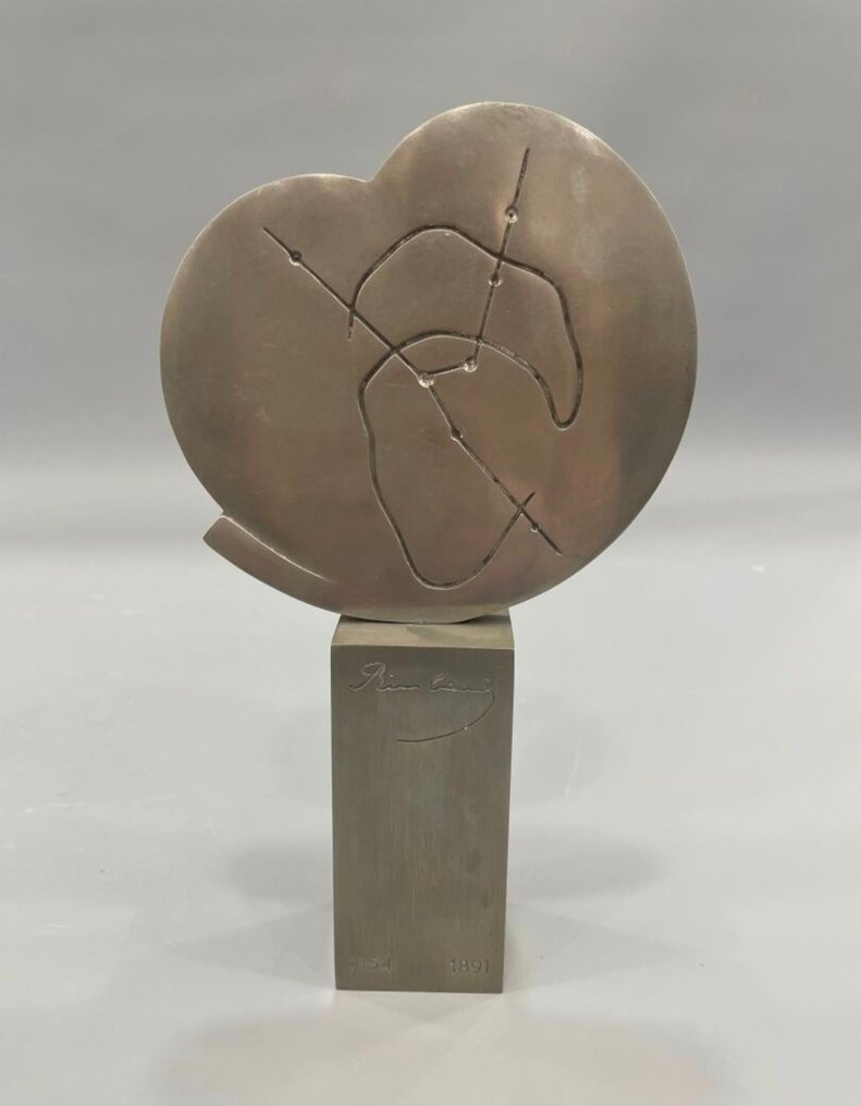 Arthur Rimbaud (1854-1891) - Γλυπτό, je suis rendu au sol avec un devoir à chercher - 23 cm - Κασσίτερος #1.0