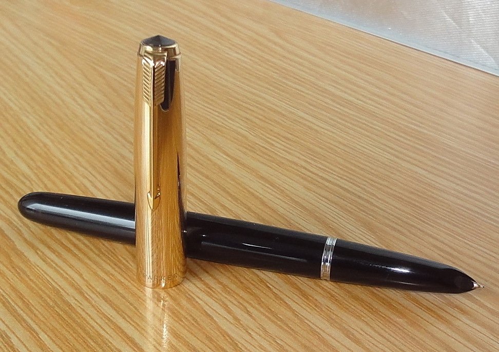 Parker - "51" MKII Ebony Black 1/10 12K Gold Filed cap GT gold nib "F" - Aerometric - No reserve price - Fountain pen #3.2