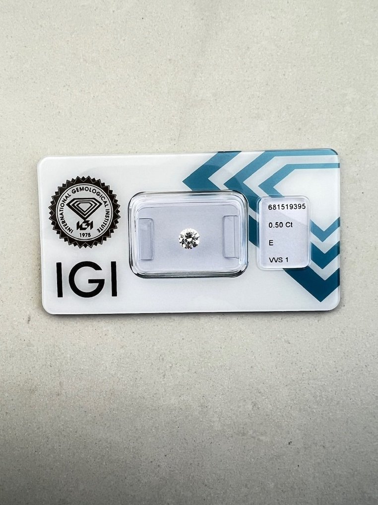 1 pcs Diamant (Natürlich) - 0.50 ct - Rund - E - VVS1 - International Gemological Institute (IGI) #3.2