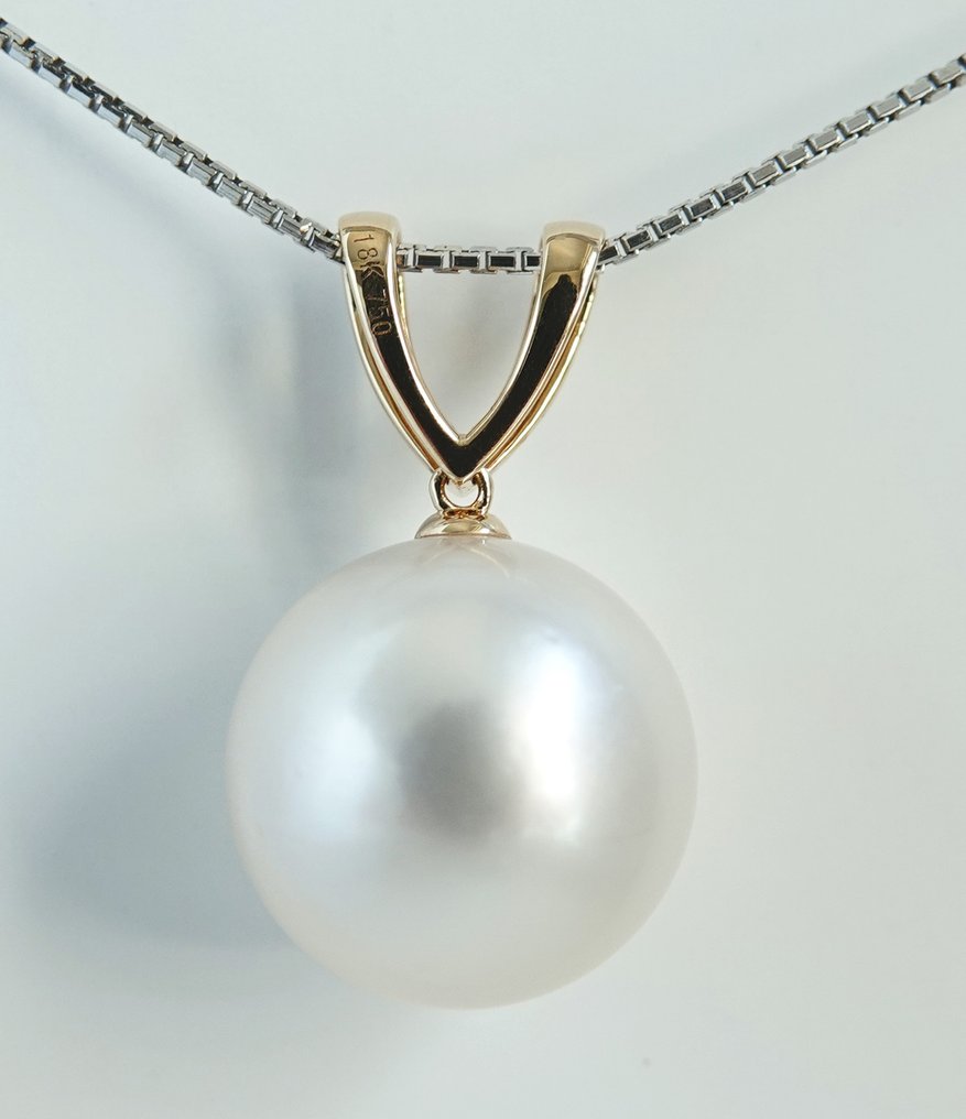 Riipus - 18 kt. Keltakulta Helmi - Timantti - South Sea, pyöreä, 15,42 mm #3.2