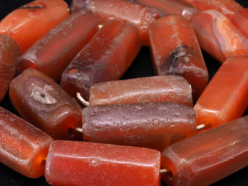 一串珠子 - 玛瑙 - 印度 - 马里 - 古老的 #1.0