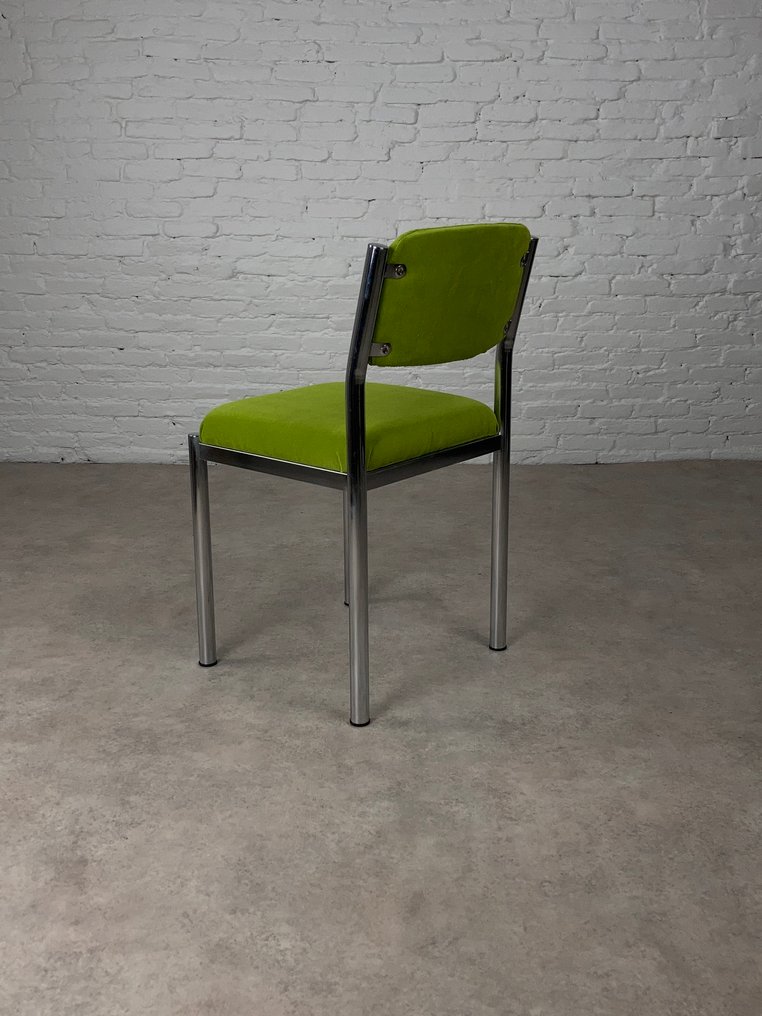 Nicola Beger - Nicola Beger - Stuhl (4) - Chrom, Samt, Polyester - Chrome-Stühle mit Samt #3.2