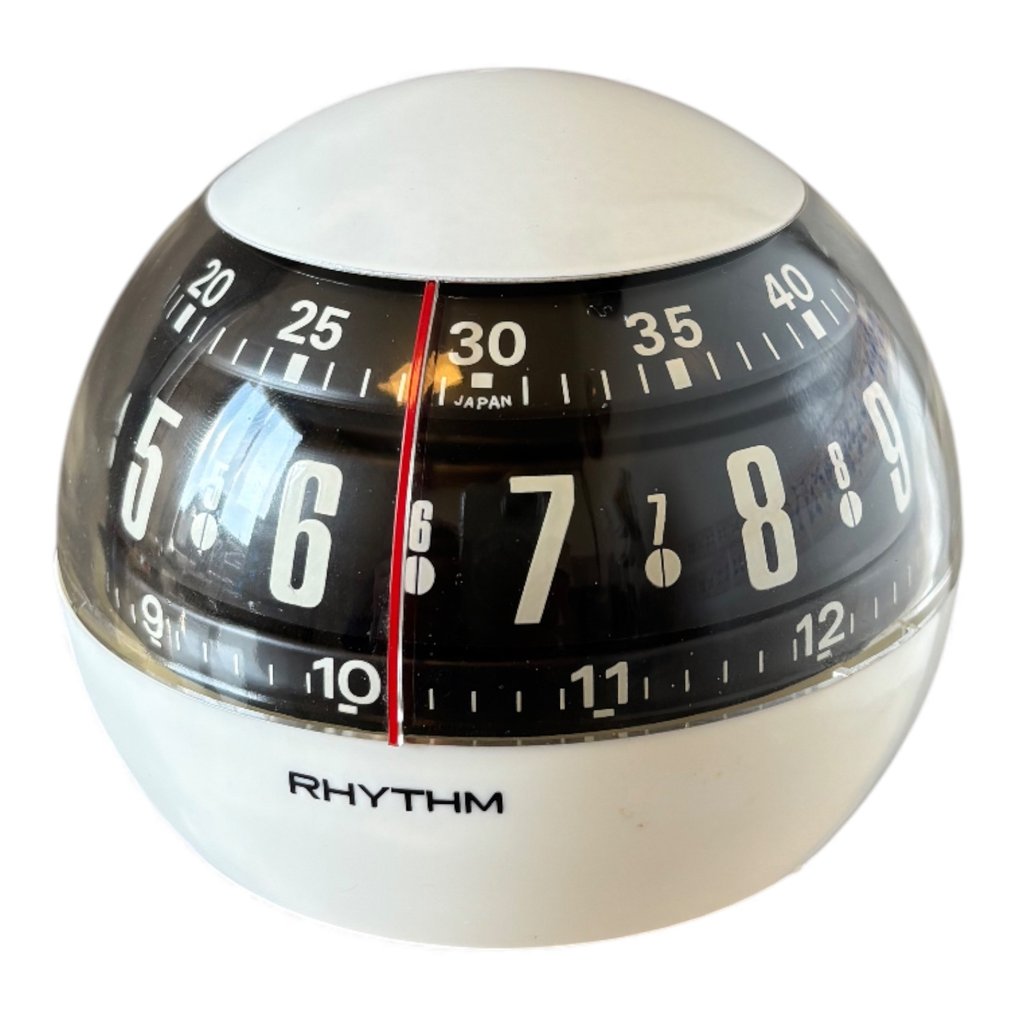 Wekker - Rhythm Space Age Plastic, Messing - 1970-1980 - NOS balvorm roterend #1.0