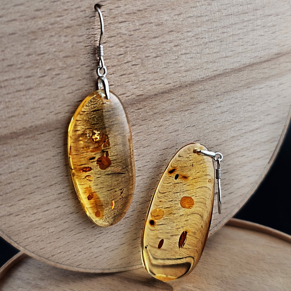 Κεχριμπάρι - Genuine BALTIC AMBER Earrings – Smooth Clear Ovals with Ancient Secrets (χωρίς τιμή ασφαλείας) #1.0