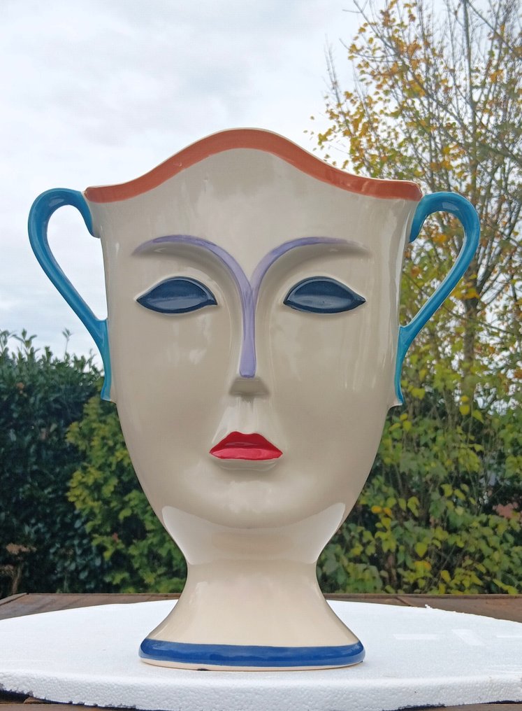 Ernio Simone - 花瓶 -  橢圓形  - 陶瓷 - 手绘的毕加索 #1.0