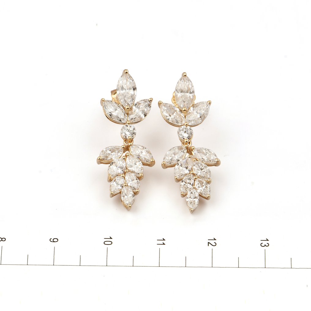 耳環 - 14 克拉 黃金 -  4.04ct. tw. 鉆石 (實驗室培育) - 鉆石 #1.0