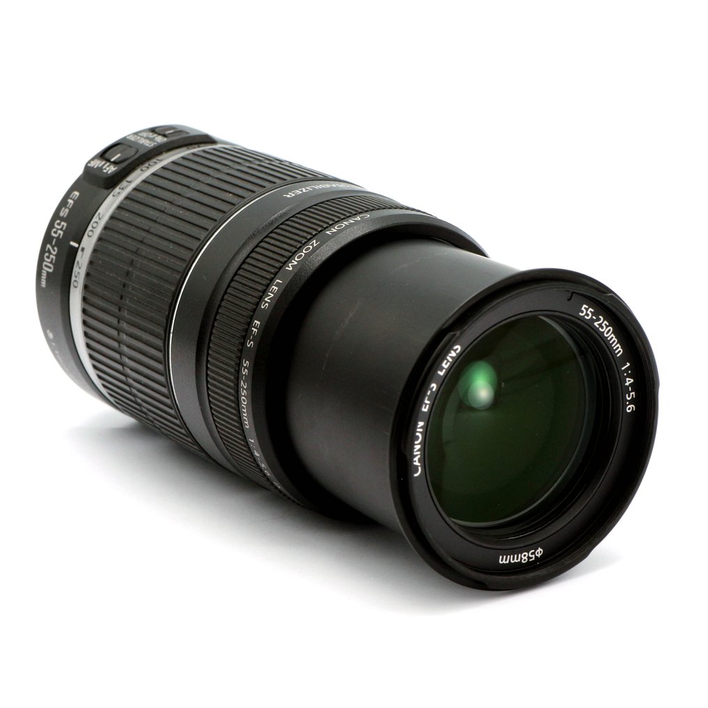 Canon EF-S 55-250mm F/4-5.6 IS Telelens met filter en Canon ET-60 zonnekap Zoomlens #3.2