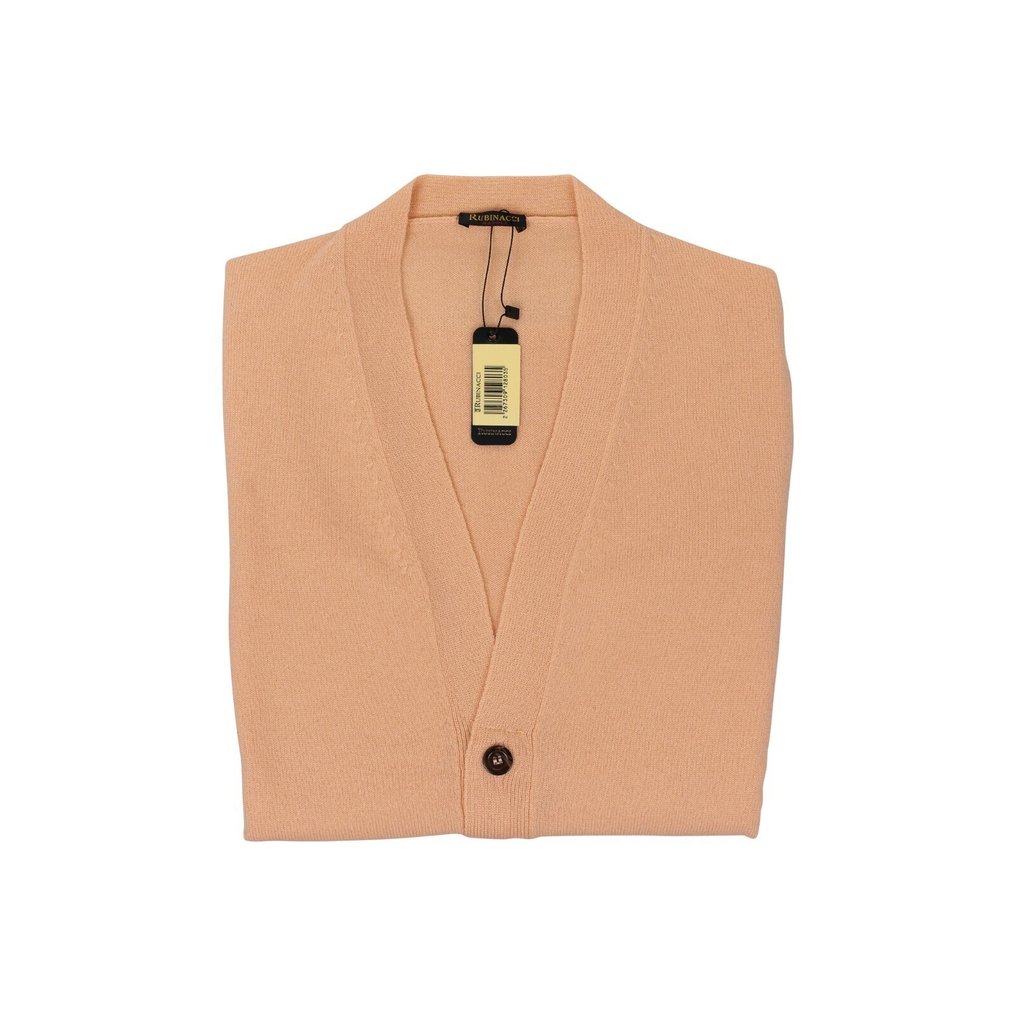 RRP 690€ RUBINACCI NAPOLI Salmon Cardigan Vest Gilet 100% Cashmere - 46 IT - Ζακέτα - New with tags #1.0