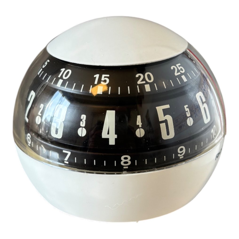 Wekker - Rhythm Space Age Plastic, Messing - 1970-1980 - NOS balvorm roterend #2.1