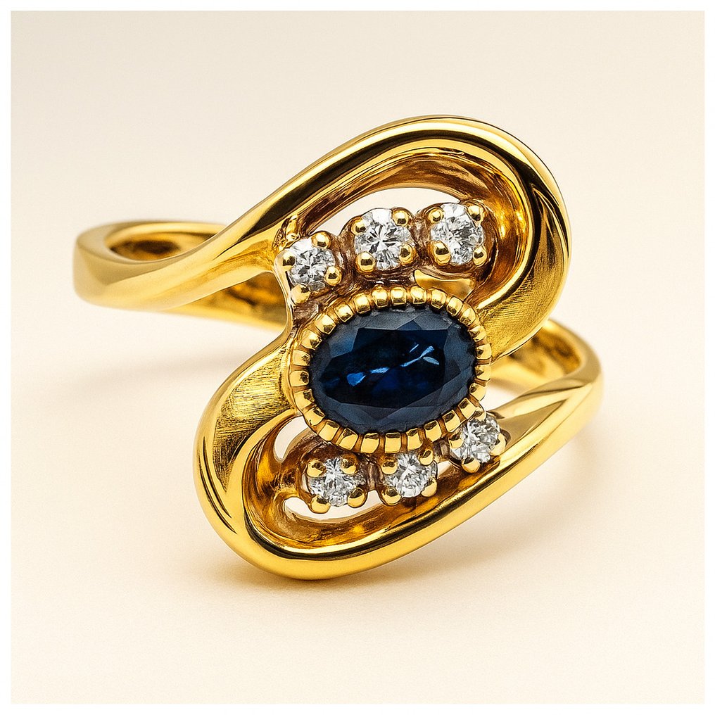 Other brand - Cocktail-sormus - Fabio Giorgio Limone - 18 kt. Valkokulta, Keltakulta - 2.00ct. tw. Safiiri - Timantti - 750 18K kaksivärinen sormus RS63 #3.2