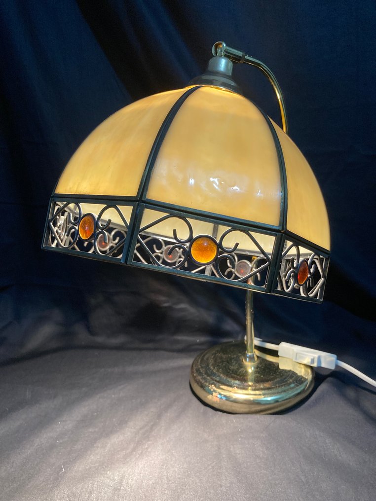 Style Tiffany - Lamppu - Uskomaton Lamppu Ombrelle - Pate de verre, jossa on lyijyä, ja pronssipinnoitettu messinki. #1.0