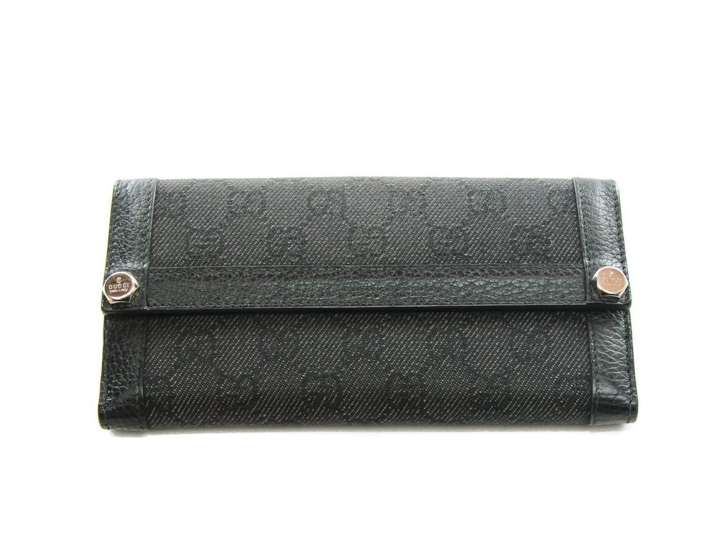 Gucci - black monogram denim & leather long - Wallet #1.0