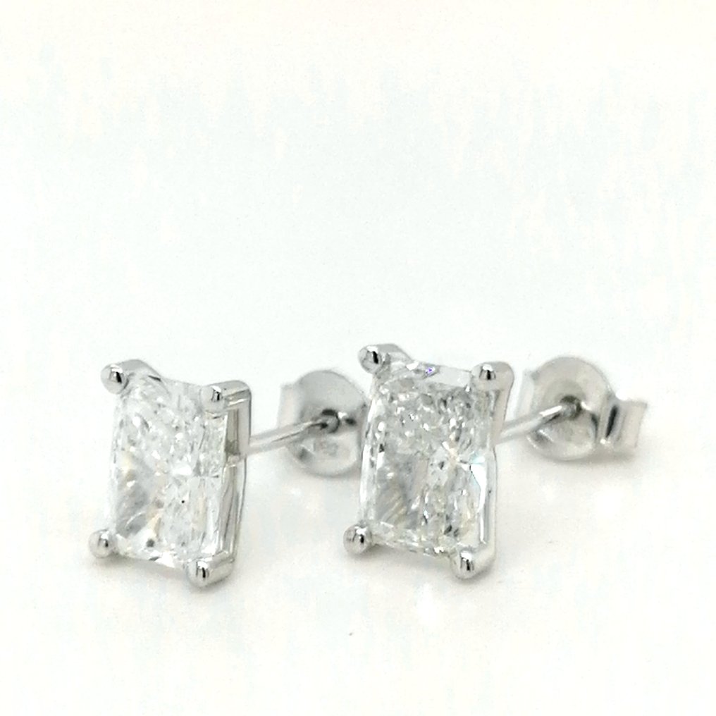 Zonder minimumprijs - Oorbellen - 14 karaat Witgoud -  2.26ct. tw. Diamant (Lab-grown) #1.0