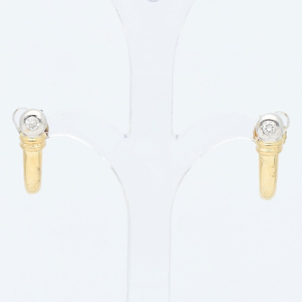 耳环 - 14K包金 黄金, 白金 钻石 (天然)  #1.0