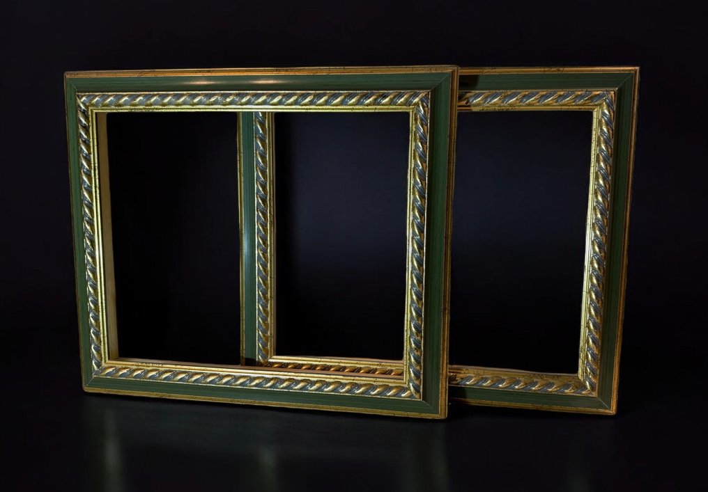 Cornice (2) - Incisa a Corda - Verde Antico - Legno dorato #2.1