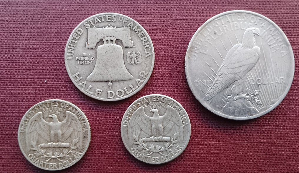 美國. Lotto di 4 monete in argento, 1923/1960  (沒有保留價) #1.0