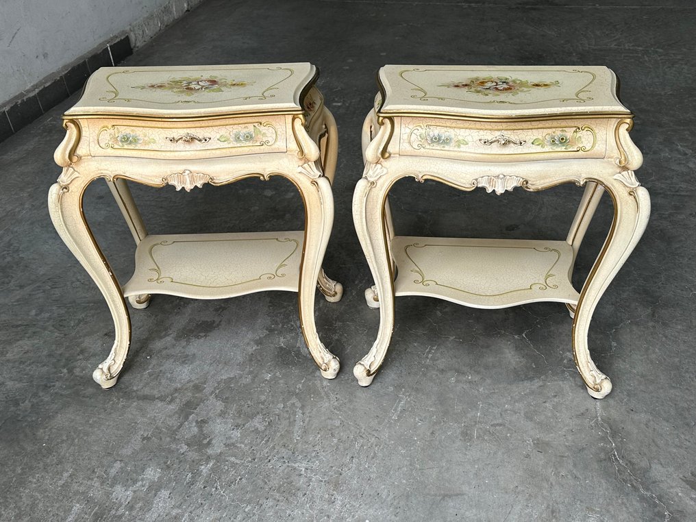 Κομοδίνο (2) - Πολύχρωμο ξύλο - Βεστιάρια Βενετσιάνικα - στυλ Ροκοκό #2.1