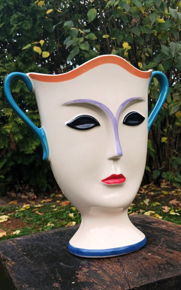 Ernio Simone - 花瓶 -  橢圓形  - 陶瓷 - 手绘的毕加索 #4.3