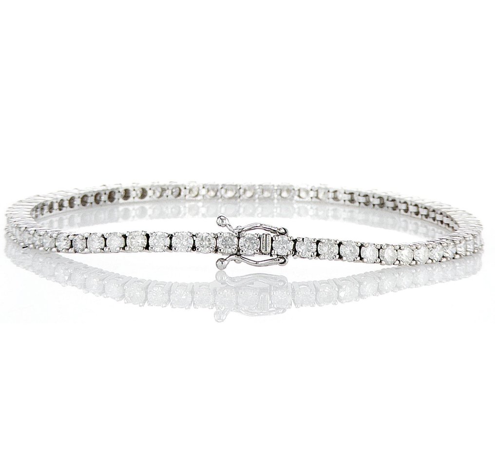 No Reserve Price - Bracelet - 14 kt. White gold - 4.26ct. tw. Diamond (Natural) - E-H COLOR SI1-I1 #4.3
