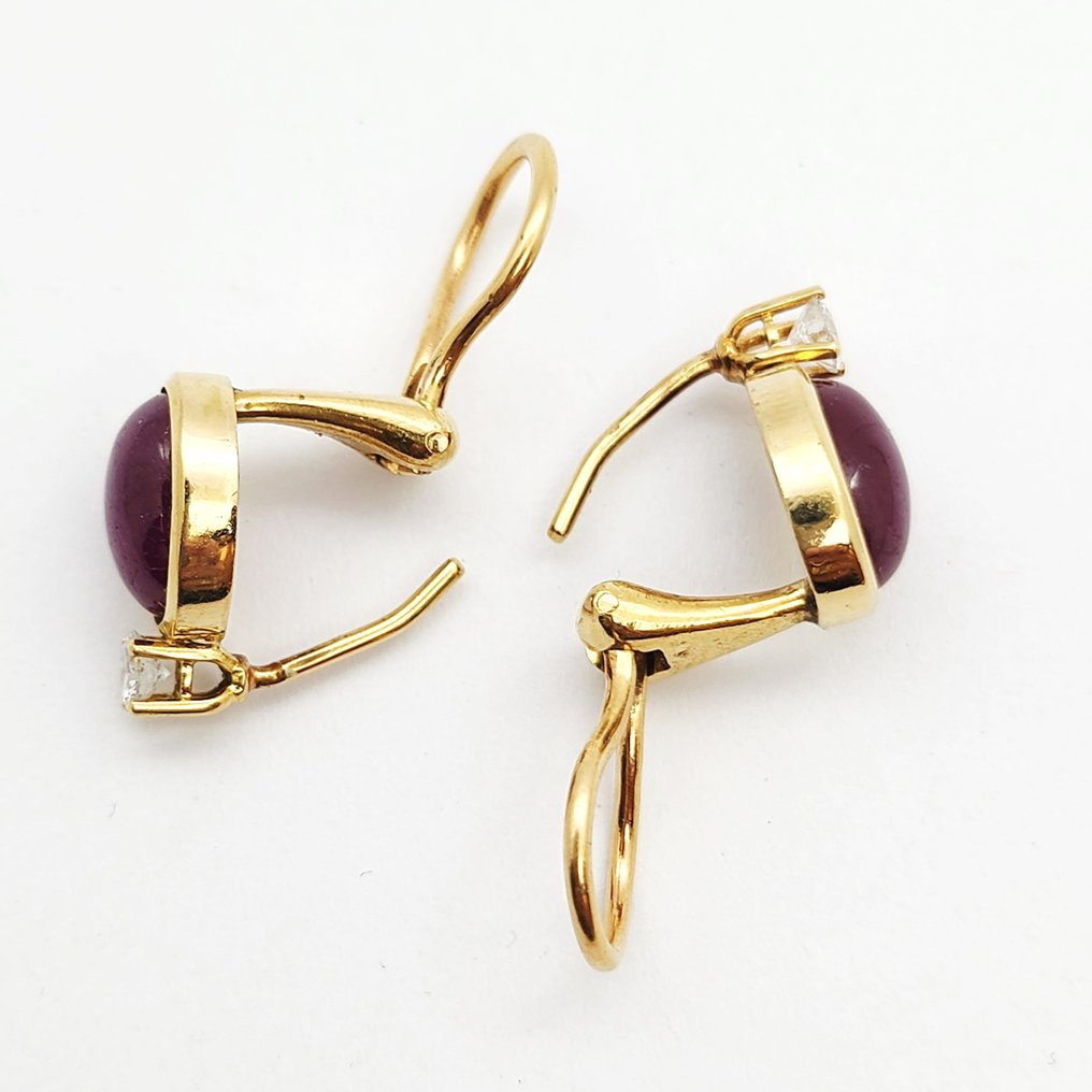 Earrings - 18 kt. Yellow gold -  6.26ct. tw. Ruby - Diamond #3.2