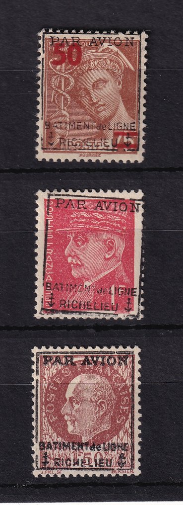 France 1943 - Without hinge, signed, valued at €2700, military air post. - Yvert n°1/3 #1.0