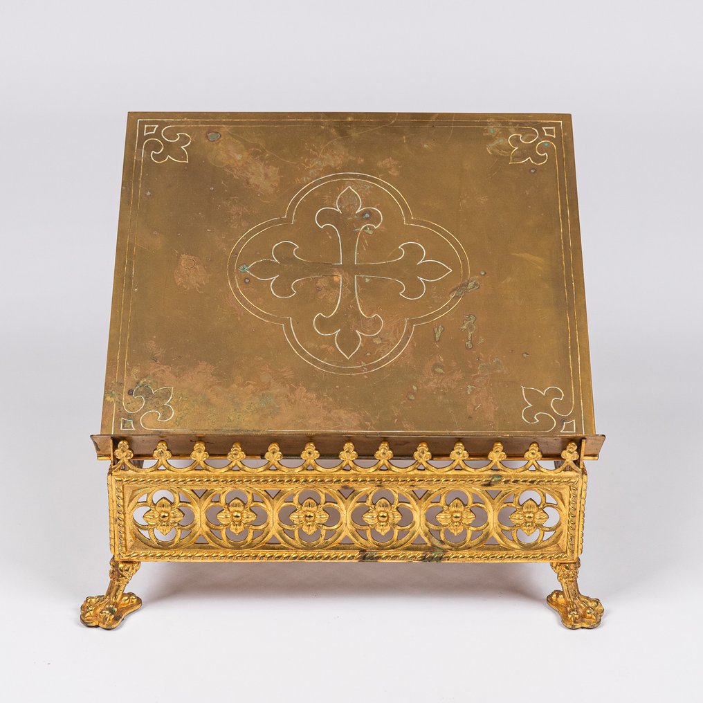 Fully gilded bronze missal stand, Neo-Gothic style. - Bronze - 1850-1900 #1.0
