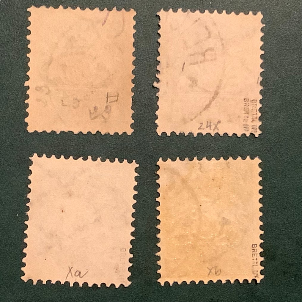 Bavaria 1870/1875 - 4 keräilykilpiä, leimat, hyväksytyt Brettl. - Michel 22, 24x, 25xa en 25xb #2.1