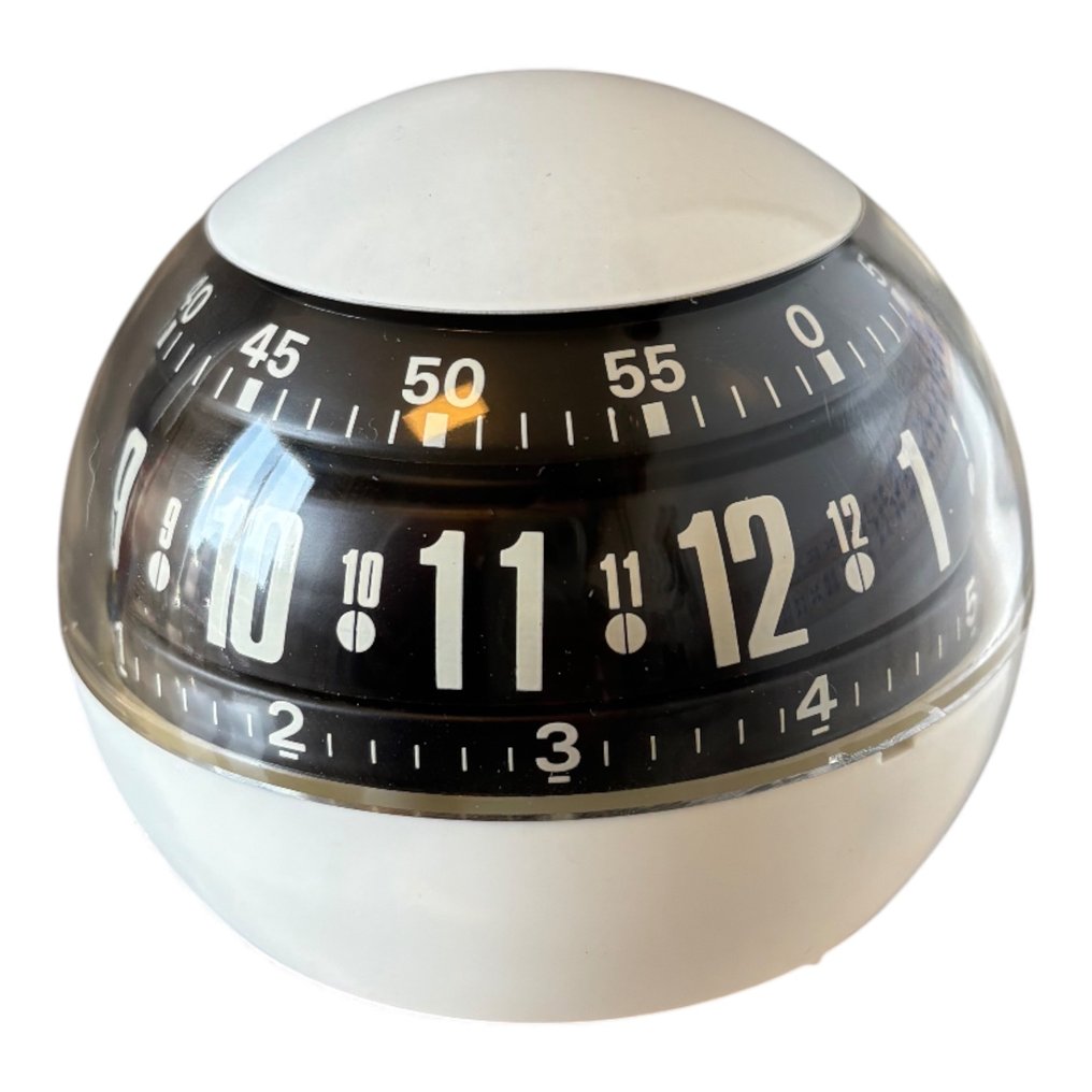 Wekker - Rhythm Space Age Plastic, Messing - 1970-1980 - NOS balvorm roterend #4.3