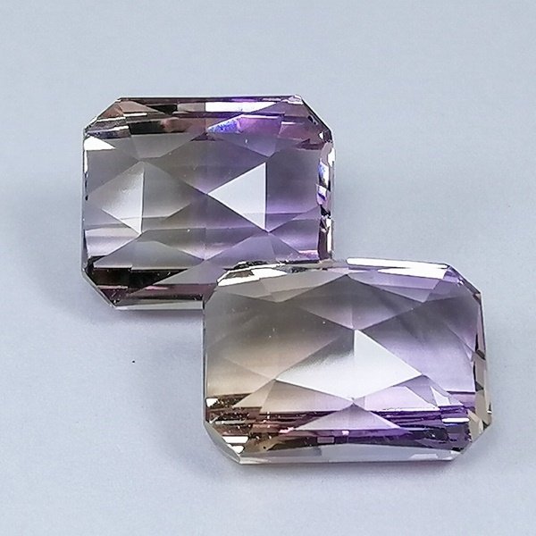 2 pcs  Βιολετί, Πορτοκαλί, Καφέ Αμετρίνης  - 18.75 ct - Instituto Gemólogico Español (IGE) - Χωρίς θεραπείες #1.0