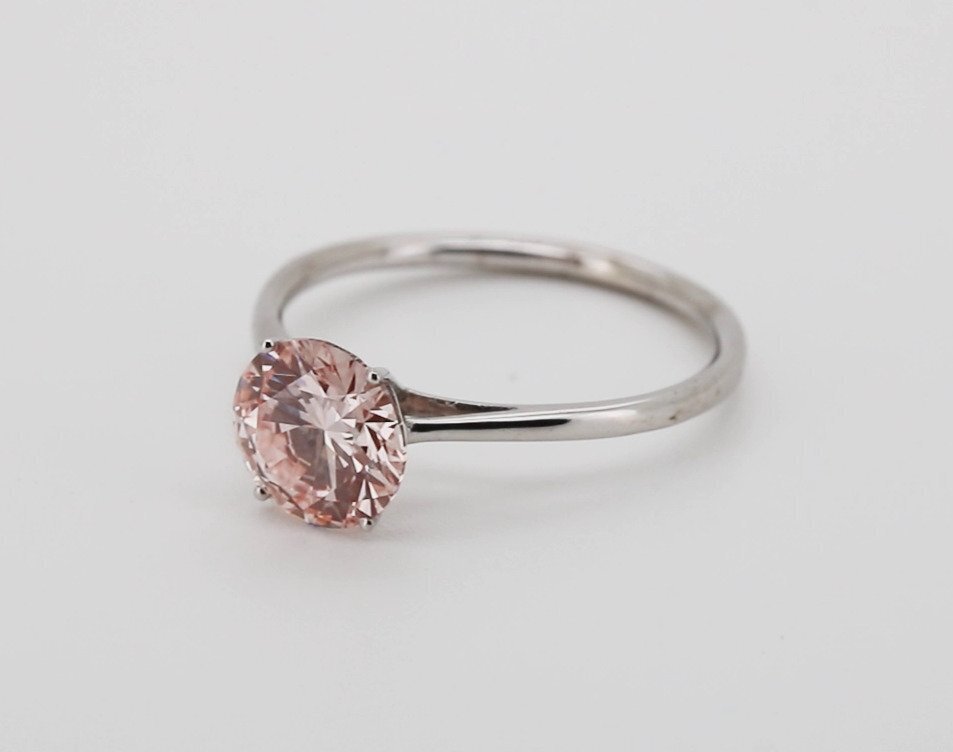 Zonder minimumprijs - Ring - 14 karaat Witgoud - 1.03ct. tw. Roze Diamant (Fancy gekleurde, lab-grown diamant) - Fancy Intense Pink- VS1 #2.1